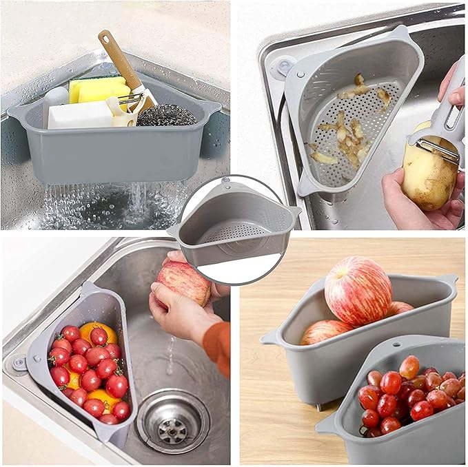 Triangle corner kitchen sink drain strainer basket
