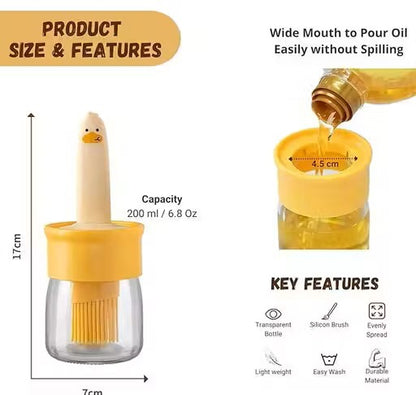 Oil Dispenser for Kitchen, 2 IN 1 Oil Dispenser Bottle with Silicone Basting Brush for Cooking Vinegar Sauce BBQ Grill Frying Baking,Air Fryer (pack of 2)