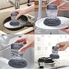 Kitchen Soap Dispensing Palm Brush with Steel Scrubber, Liquid Soap Dispenser Dish Scrubber, Dishwashing Brush for Pots, Pans, Utensils & Sink