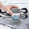 Kitchen Soap Dispensing Palm Brush with Steel Scrubber, Liquid Soap Dispenser Dish Scrubber, Dishwashing Brush for Pots, Pans, Utensils & Sink
