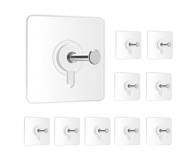 Self-adhesive heavy-duty wall hooks, pack of 20
