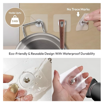 Self-adhesive heavy-duty wall hooks, pack of 20