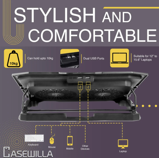 Casewilla laptop cooling pad with cooling fan