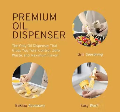 Oil Dispenser for Kitchen, 2 IN 1 Oil Dispenser Bottle with Silicone Basting Brush for Cooking Vinegar Sauce BBQ Grill Frying Baking,Air Fryer (pack of 2)