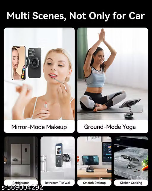 360 Adjustable Vacuum Magnetic Phone Holder Stand–Foldable Suction Cup Phone Mount for MagSafe, Hands-Free Magnetic Car Phone Mount, Cell Phone Holders for Your Car/Gym/Mirror