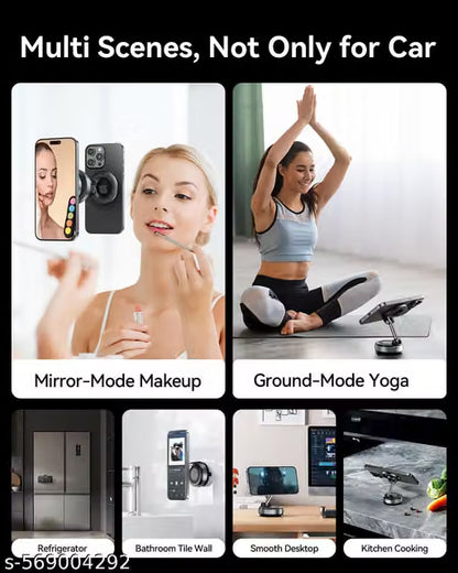 360 Adjustable Vacuum Magnetic Phone Holder Stand–Foldable Suction Cup Phone Mount for MagSafe, Hands-Free Magnetic Car Phone Mount, Cell Phone Holders for Your Car/Gym/Mirror