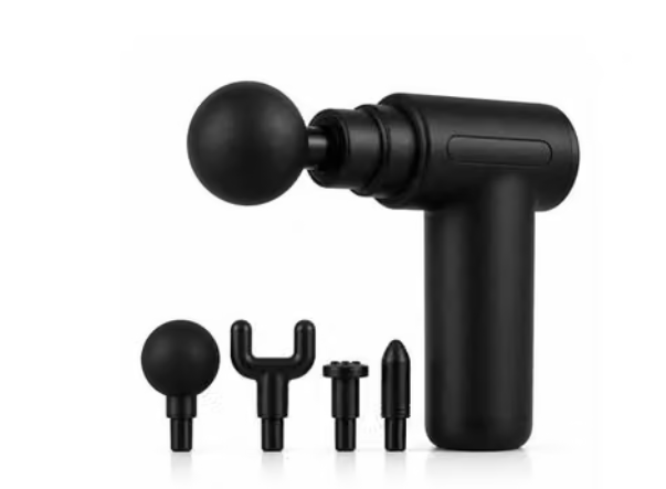 Massage Gun with 4 Attachment Heads, Black, Handheld Percussion Massager