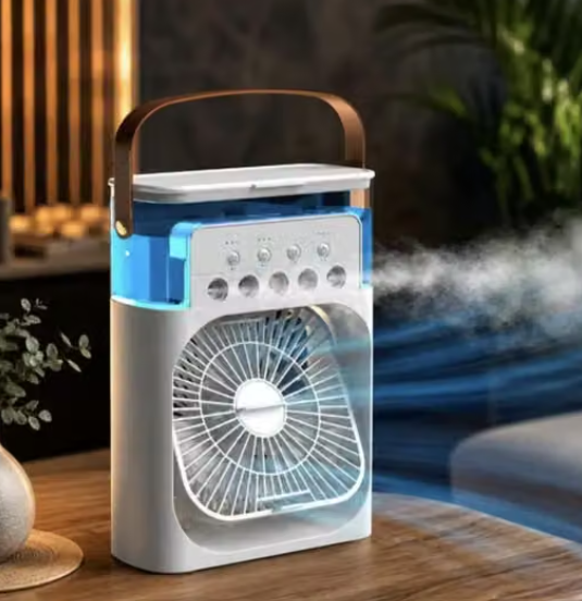 Mini Air Conditioner Fan with Mist Humidifier, USB Personal Air 3 Speed Evaporative Cooling Fan for Home Office Bedroom Travel