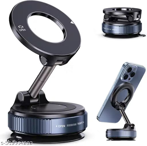 360 Adjustable Vacuum Magnetic Phone Holder Stand–Foldable Suction Cup Phone Mount for MagSafe, Hands-Free Magnetic Car Phone Mount, Cell Phone Holders for Your Car/Gym/Mirror
