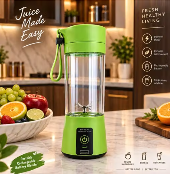 Portable Electric  Juicer 380ML USB Rechargeable Blender Heavy Duty Juicer, 4 Blades Fruit Hand Mixer for Home & Outdoor Use (Purple)