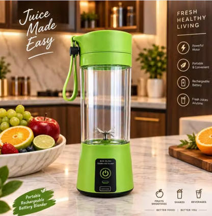 Portable Electric  Juicer 380ML USB Rechargeable Blender Heavy Duty Juicer, 4 Blades Fruit Hand Mixer for Home & Outdoor Use (Purple)