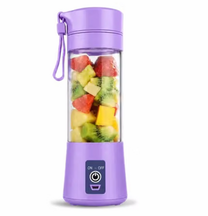 Portable Electric  Juicer 380ML USB Rechargeable Blender Heavy Duty Juicer, 4 Blades Fruit Hand Mixer for Home & Outdoor Use (Purple)